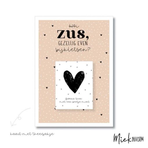 Ansichtkaart + theezakje "Hoi zus, gezellig even bijkletsen?" - Afbeelding 2