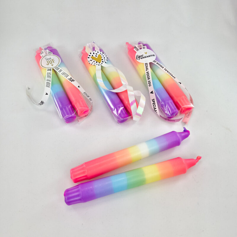 Cadeauset regenboog kaarsen