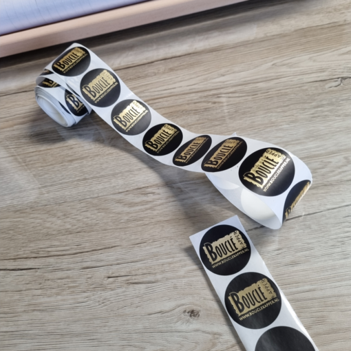 Custom sluitsticker met goudfolie - rond zwart - Afbeelding 5