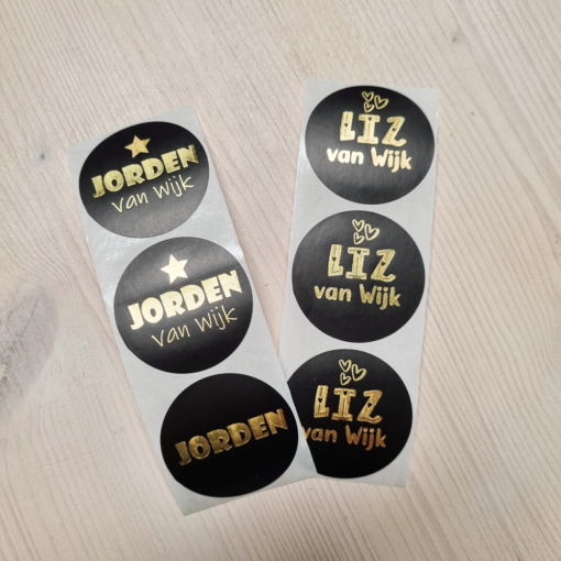 Custom sluitsticker met goudfolie - rond zwart - Afbeelding 4