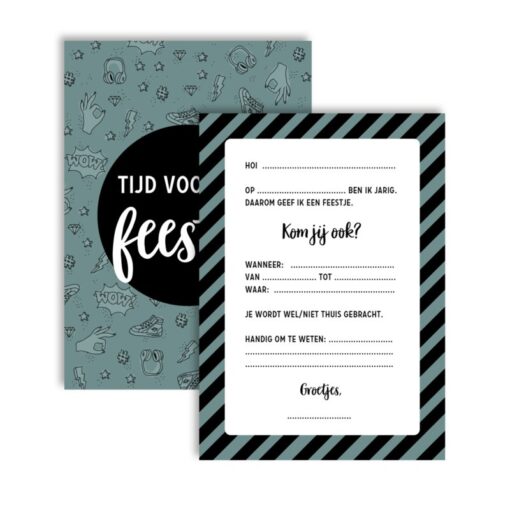 Uitnodiging feestje - Doodles 8 stuks - Afbeelding 2