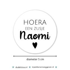 Geboorte naamsticker | Zusje (5 stuks)