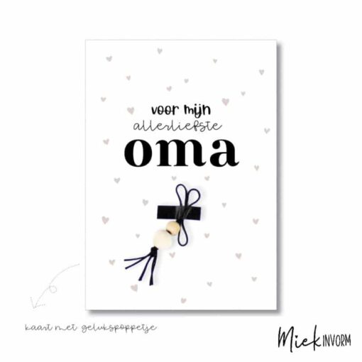 Ansichtkaart + gelukspoppetje "Voor mijn allerliefste oma" - Afbeelding 2