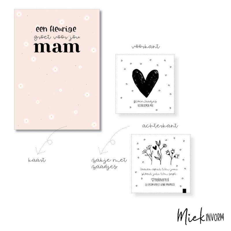 Ansichtkaart + bloemzaadjes "Een fleurige groet voor jou mam" - Afbeelding 2