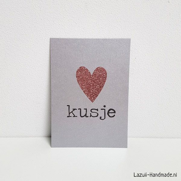 Kaart A6 | Kusje glitter hart