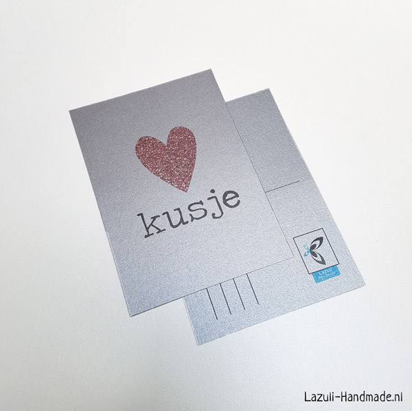 Kaart A6 | Kusje glitter hart - Afbeelding 3
