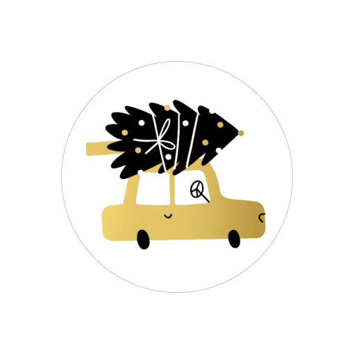Sticker | Auto met kerstboom (10 stuks)